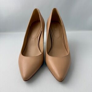 ALDO Stessy Pumps Leather Pointed Toe Nude Beige Stiletto Heels Size‎ 8
